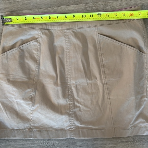 Boden Womens Tan khaki mini Chino skirt 2 pockets zipper Sz 10P NWT - Picture 3 of 7